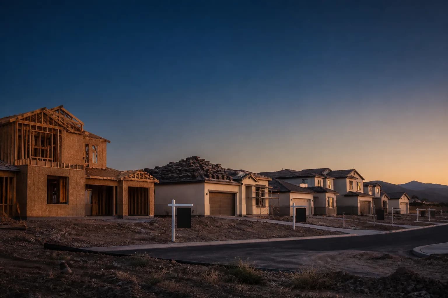 New-build suburban homes under construction near Tampa, symbolizing 2026 housing market recession concerns
